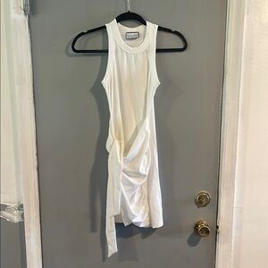 RUNAWAY Cream‎ Asymmetrical Ruched Dress 2 XS